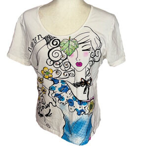 Le Grenier Funky Fun Rhinestone Studded 2 Sided Top L